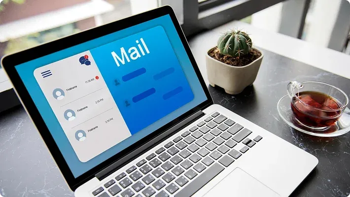 Laptop showing email inbox