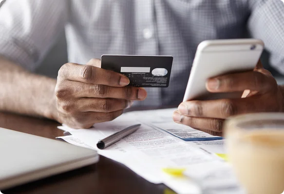 Customer paying securely online with a credit card